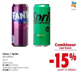 Colruyt Fanta of Sprite alle blikken 33 cl aanbieding