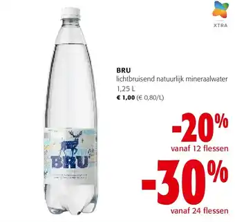 Colruyt BRU lichtbruisend natuurlijk mineraalwater 1,25 L aanbieding