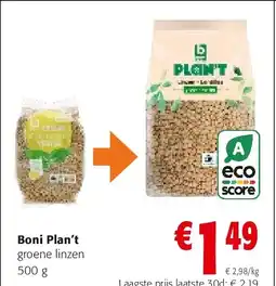 Colruyt Boni Plan’t groene linzen 500 g aanbieding