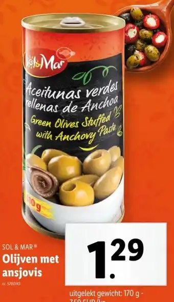 Lidl Olijven met ansjovis aanbieding