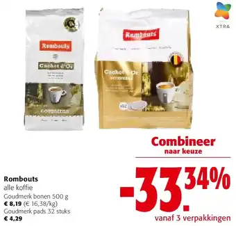 Colruyt Rombouts alle koffie Goudmerk bonen 500 g aanbieding