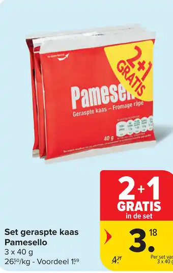 Carrefour Pamesello Set geraspte kaas aanbieding