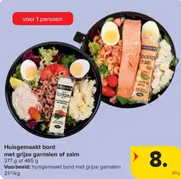 Carrefour Huisgemaakt bord met grijze garnalen of zalm aanbieding