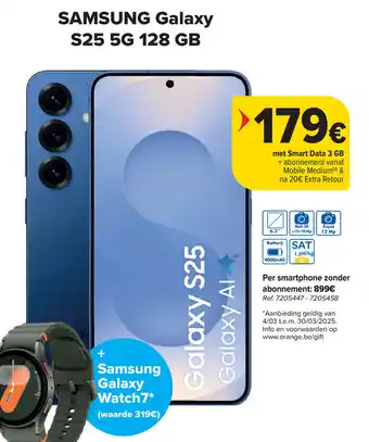 Carrefour Samsung galaxy S25 5G 128 GB aanbieding