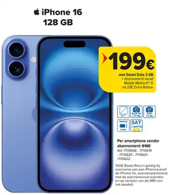 Carrefour iPhone 16 128GB aanbieding