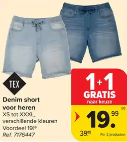 Carrefour Tex denim short voor heren aanbieding