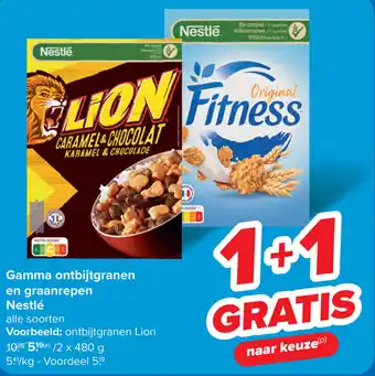 Carrefour Gamma ontbijtgranen en graanrepen Nestle aanbieding