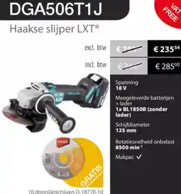 Makita Makita Haakse slijper LXT DGA506T1J aanbieding