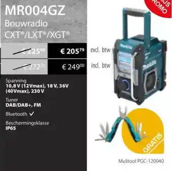 Makita Makita MR004GZ Bouwradio CXT/LXT/XGT aanbieding