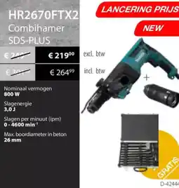 Makita Makita HR2670FTX2 Combihamer SDS-PLUS aanbieding