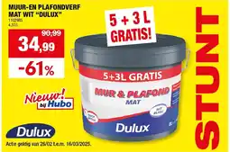 Hubo MUUR-EN PLAFONDVERF MAT WIT “DULUX” aanbieding