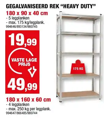 Hubo GEGALVANISEERD REK “HEAVY DUTY 180 x 90 x 40 cm aanbieding