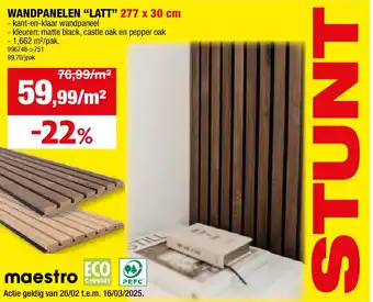 Hubo WANDPANELEN “LATT” 277 x 30 cm aanbieding