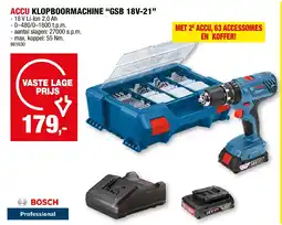 Hubo ACCU KLOPBOORMACHINE “GSB 18V-21” aanbieding