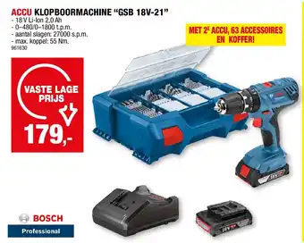 Hubo ACCU KLOPBOORMACHINE “GSB 18V-21” aanbieding