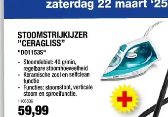 Hubo STOOMSTRIJKIJZER ”CERAGLISS” aanbieding