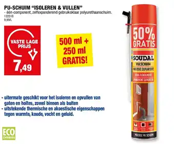 Hubo PU-SCHUIM “ISOLEREN & VULLEN” aanbieding