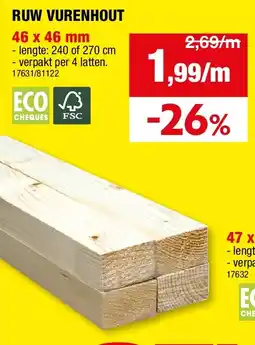 Hubo RUW VURENHOUT 46 x 46 mm aanbieding