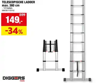 Hubo TELESCOPISCHE LADDER max. 380 cm aanbieding