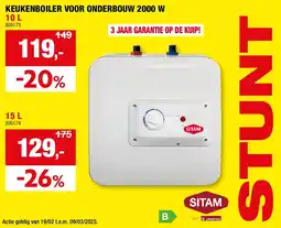 Hubo KEUKENBOILER VOOR ONDERBOUW 2000 W aanbieding