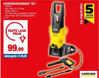 Hubo HOGEDRUKREINIGER “K3” aanbieding