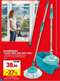 Hubo VLOERREINIGER “CLEAN TWIST DISC MOP ERGO” aanbieding