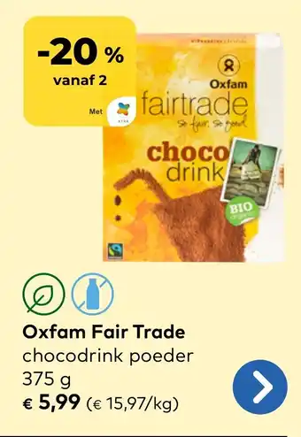 Bio Planet Oxfam Fair Trade chocodrink poeder aanbieding