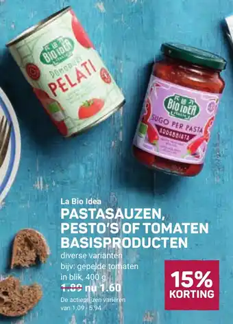 Ekoplaza La Bio Idea Pastasauzen, pesto's of tomaten basisproducten . aanbieding