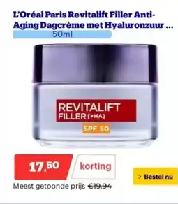 Bol.com L'oréal paris revitalift filler anti- aging dagcrème met hyaluronzuur aanbieding