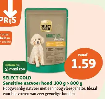 Maxi Zoo SELECT GOLD Sensitive natvoer hond 100 g > 800 g aanbieding