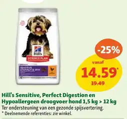 Maxi Zoo Hill's Sensitive, Perfect Digestion en Hypoallergeen droogvoer hond 1,5 kg > 12 kg aanbieding