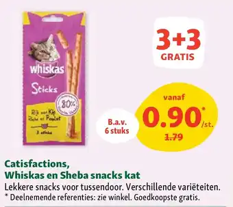 Maxi Zoo Catisfactions, Whiskas en Sheba snacks kat aanbieding