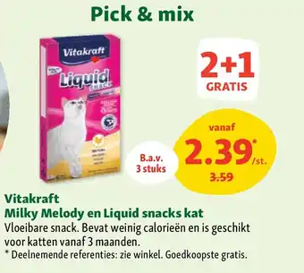 Maxi Zoo Vitakraft Milky Melody en Liquid snacks kat aanbieding