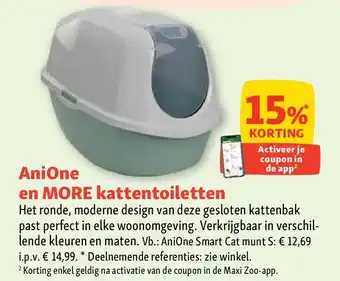 Maxi Zoo AniOne en MORE kattentoiletten aanbieding