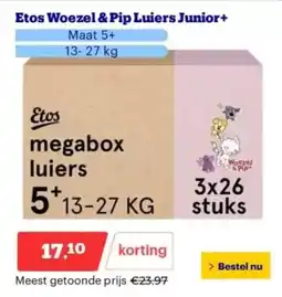 Bol.com Etos woezel & pip luiers junior+ aanbieding