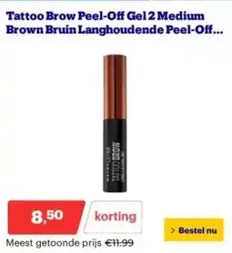 Bol.com Tattoo brow peel off gel 2 medium brown bruin langhoudende peel off aanbieding