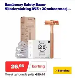 Bol.com Bamboozy safety razor vlindersluiting RVS+20 scheermesj aanbieding