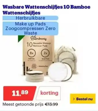 Bol.com Wasbare wattenschijfjes 10 bamboe wattenschijfjes aanbieding