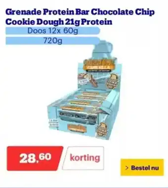 Bol.com Grenade protein bar chocolate chip cookie dough  protein aanbieding