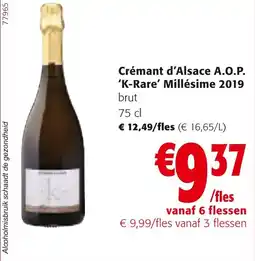 Colruyt Crémant d'Alsace A.O.P. K-Rare' Millésime 2019 aanbieding