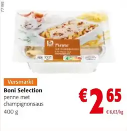 Colruyt Boni selection penne met champignonsaus aanbieding