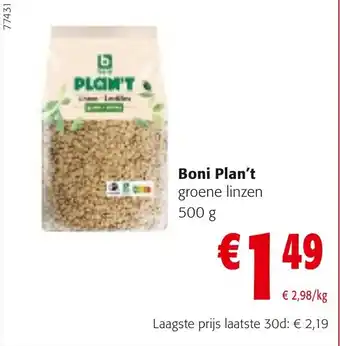 Colruyt Boni plan't groene linzen aanbieding