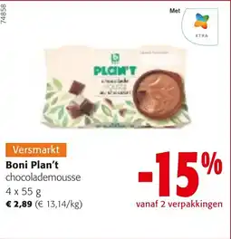 Colruyt Boni Plan't chocolademousse aanbieding