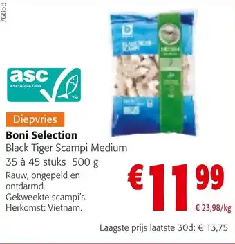 Colruyt Boni selection black tiger scampi medium aanbieding