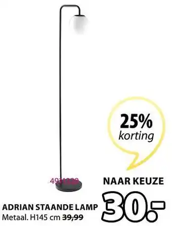 Jysk Adrian staande lamp H145cm aanbieding