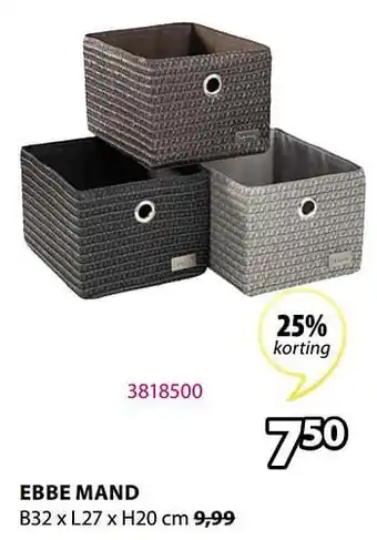 Jysk Ebbe mand B32xL27xH20 cm aanbieding