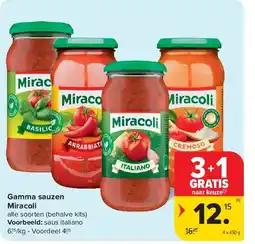 Carrefour Gamma sauzen Miracoli aanbieding