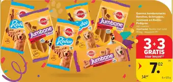 Carrefour Gamma hondensnacks Ranchos, Schmackos, Jumbone en Rodeo Pedigree aanbieding