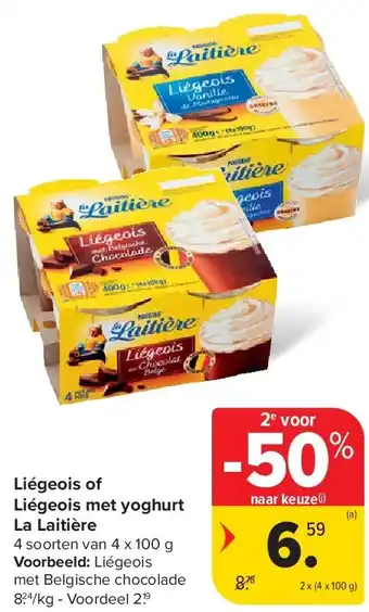 Carrefour Liégeois of Liégeois met yoghurt La Laitière aanbieding