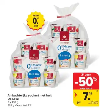 Carrefour Ambachtelijke yoghurt met fruit De Lelie aanbieding